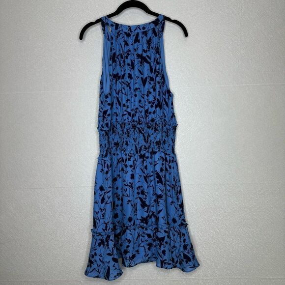 Parker Cambria Floral Silk Mini Dress in Blue Meadow L - Picture 4 of 5